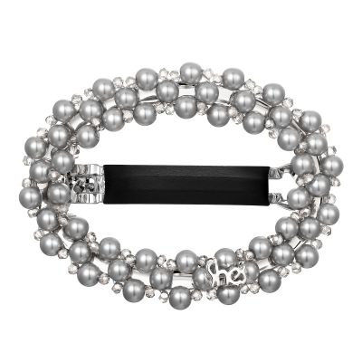Handmade Pearl Crystals Hair Clip for Women, SHE'S FREE STYLE JUST FOR YOU Circular Openwork Design Side Hair Clips with Retro Crystals, Vintage-Inspired Hand-Beaded Hair Accessory