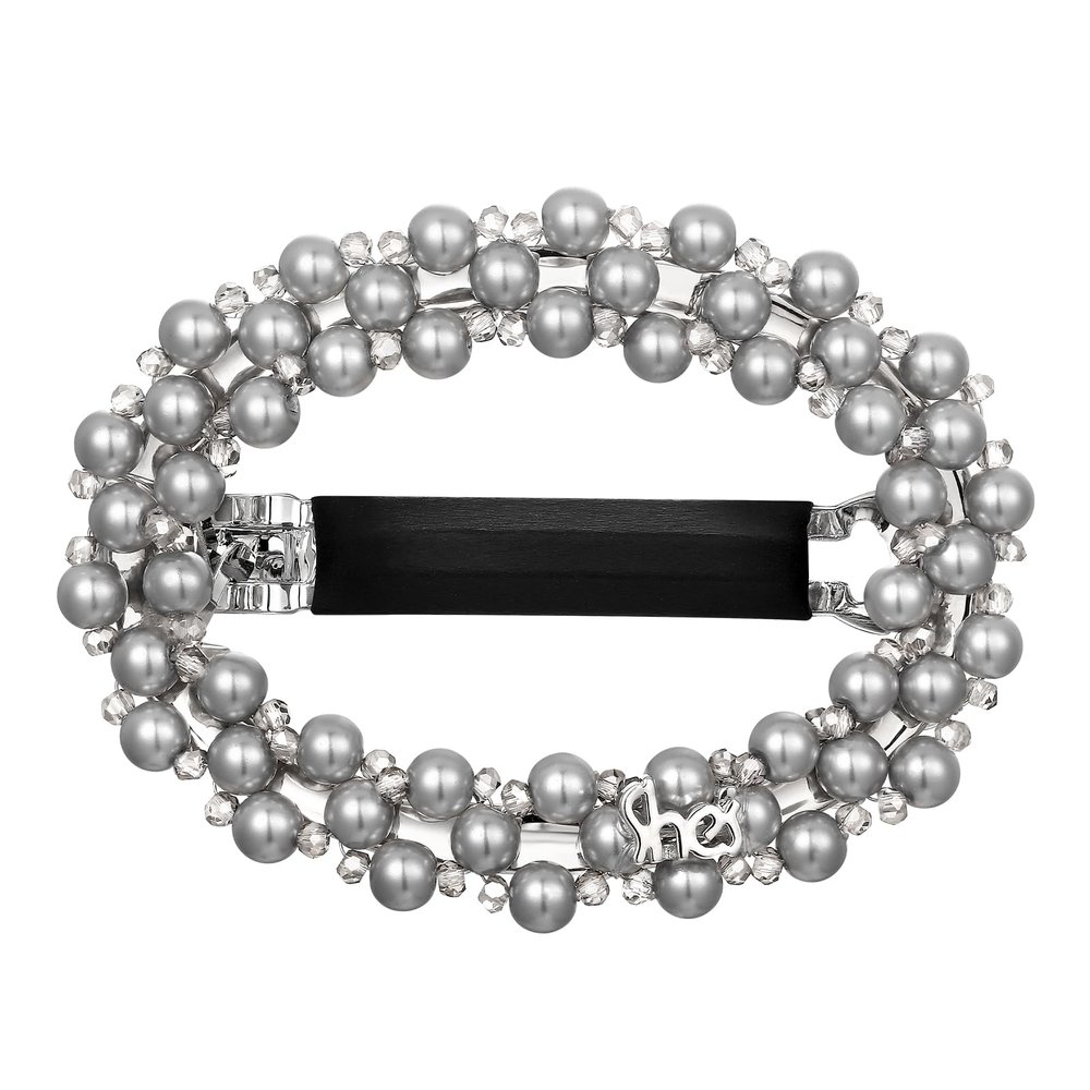 Handmade Pearl Crystals Hair Clip for Women, SHE'S FREE STYLE JUST FOR YOU Circular Openwork Design Side Hair Clips with Retro Crystals, Vintage-Inspired Hand-Beaded Hair Accessory