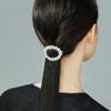 Handmade Pearl Crystals Hair Clip for Women, SHE'S FREE STYLE JUST FOR YOU Circular Openwork Design Side Hair Clips with Retro Crystals, Vintage-Inspired Hand-Beaded Hair Accessory view 3