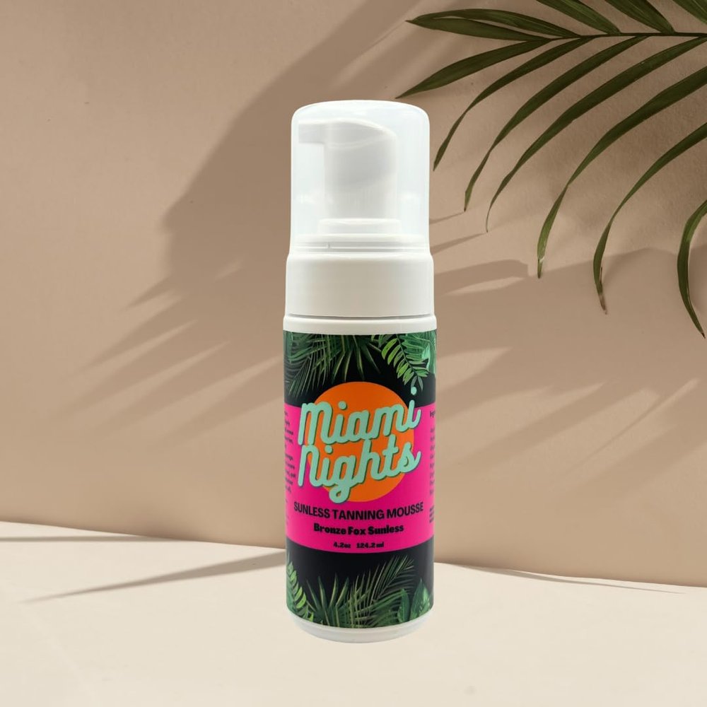 Bronze Fox Sunless Miami Nights Self Tanning Foam Mousse, 15% Brown Based Formula, Light to Ultra Dark Tan, Scent Free, Paraben Free
