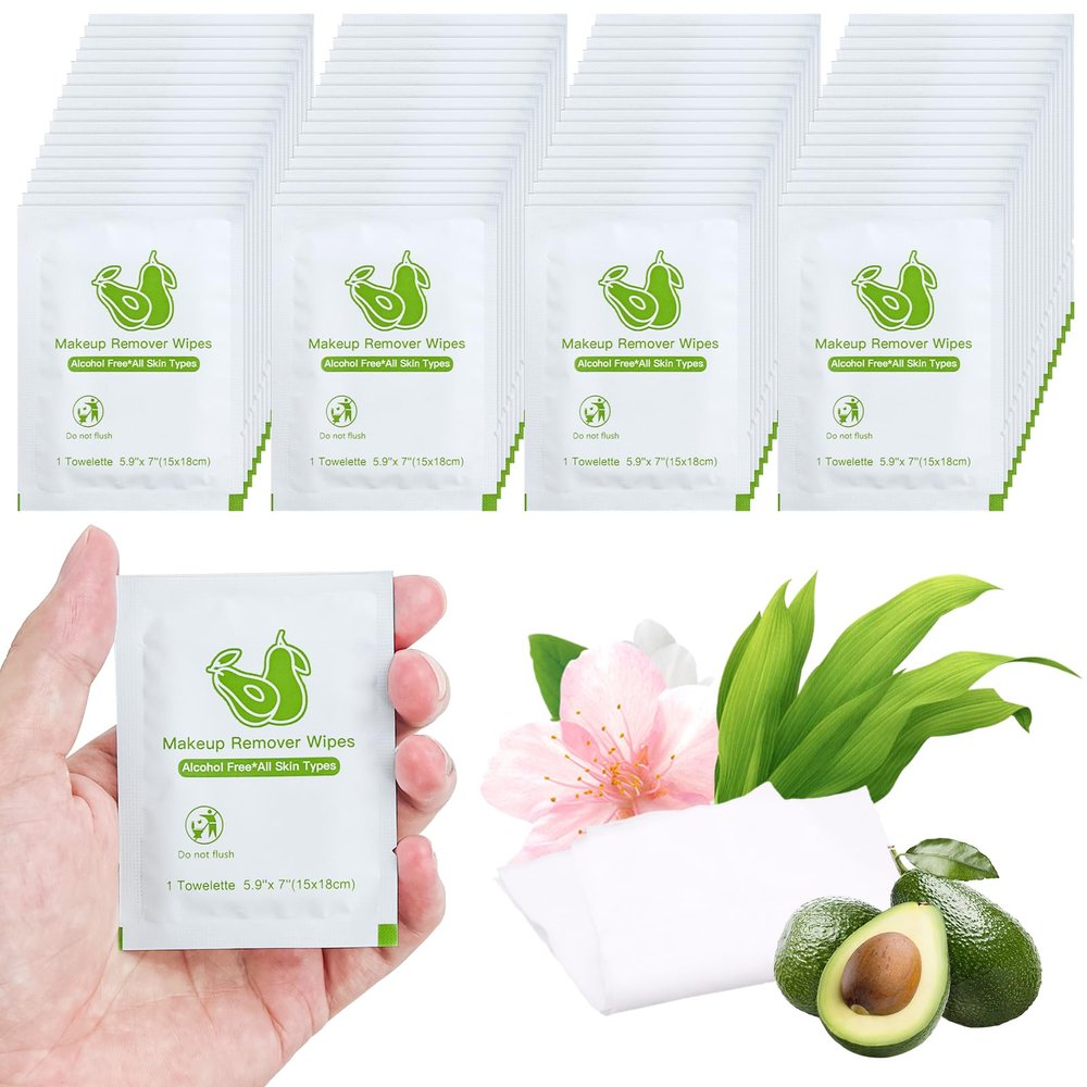 Bulk Individually Wrapped Makeup Remover Wipes - Gentle Cleansing for Face, Mascara, Lipstick - Travel & Hotel Use - 100 Count