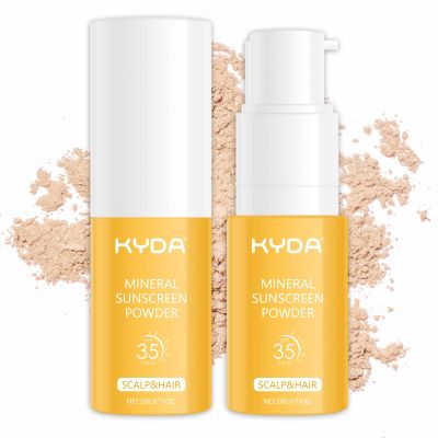 KYDA 2 Pcs Mineral Dry Shampoo Sunscreen Powder, for Scalp & Hair, SPF 35 PA++, Scalp Sunscreen Powder, Broad Spectrum UV Protection, Lightweight, No-Greasy, 0.71 Oz.