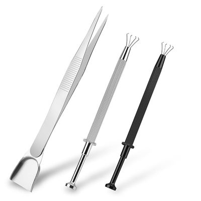 Beuiouer 3 PCS Grabbers Tool Holder Set Jeweler'S Pick Up Sprinkle Pen Jewelry Tweezers Silver Metal 4 Claw Piercing Ball for Tiny Objects Chip