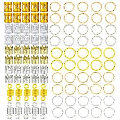 100Pcs Gold Silver Alloy Hair Jewelry for Braids Hair Beads Rings Cuffs Dreadlocks Accessories Decoration