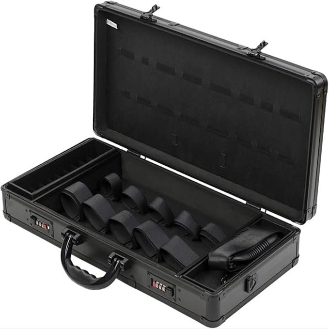 InSyoForeverEC Professional Barber Case, Barber Tool Kits Storage, Double Layer Travel Barber Tool Box, Luxury Carrying Case for Beauty Hair Stylist Pet Groomer with Handle & Secure Numlock (Style 1)