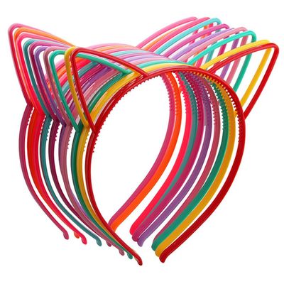 10Pcs Plastic Cat Ears Headbands Multi-Color Cute Hair Hoops Party Costume Daily Decorations Lovely Headwear Hair Accessories for Women(Random Color)