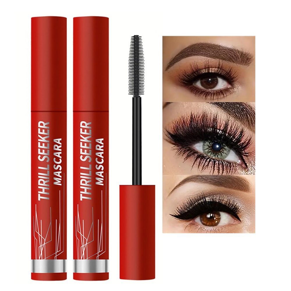 4D Silk Fiber Black Waterproof Mascara Lengthens & Volumizes Mascara for Older Women, No Clumps or Smudges, ypoallergenic,Waterproof Mascara Black Mascara Volume And Length Waterproof (2 Pcs)