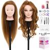 28" Mannequin Head Human Hair - 80% Real Hair Mannequin Head for Makeup Practice, Cosmetology Manikin Doll Head for Hair Styling, Hairdressing Training Head for Braiding #27 view 1