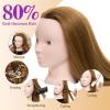 28" Mannequin Head Human Hair - 80% Real Hair Mannequin Head for Makeup Practice, Cosmetology Manikin Doll Head for Hair Styling, Hairdressing Training Head for Braiding #27 view 2