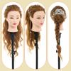 28" Mannequin Head Human Hair - 80% Real Hair Mannequin Head, Cosmetology Manikin Doll Head for Hair Styling, Hairdressing Training Head for Braiding Practice Curling with Table Clamp Styling Set view 4