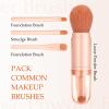 4 in 1 Travel Makeup Brushes Set Portable Retractable Professional Foundation Blush, Small Powder, Eye Shadow, Concealer,Make Up Brush Set view 2