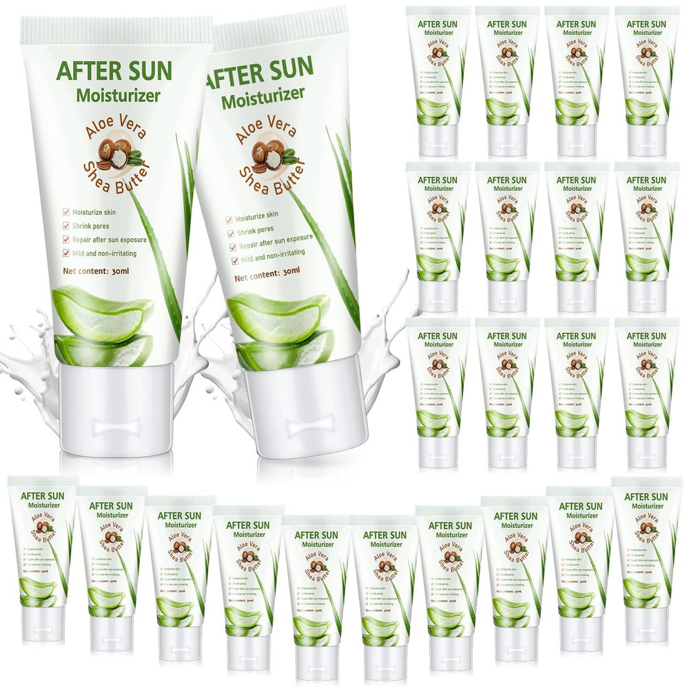 Dansib 24 Pcs After Sun Lotion Mini Aloe Vera Lotion Bulk Travel, 1 oz Travel Size Aloe Vera Skin Moisturizer Organic Mini Sunscreen Bulk Party Favor Moisturizing for Face and Body