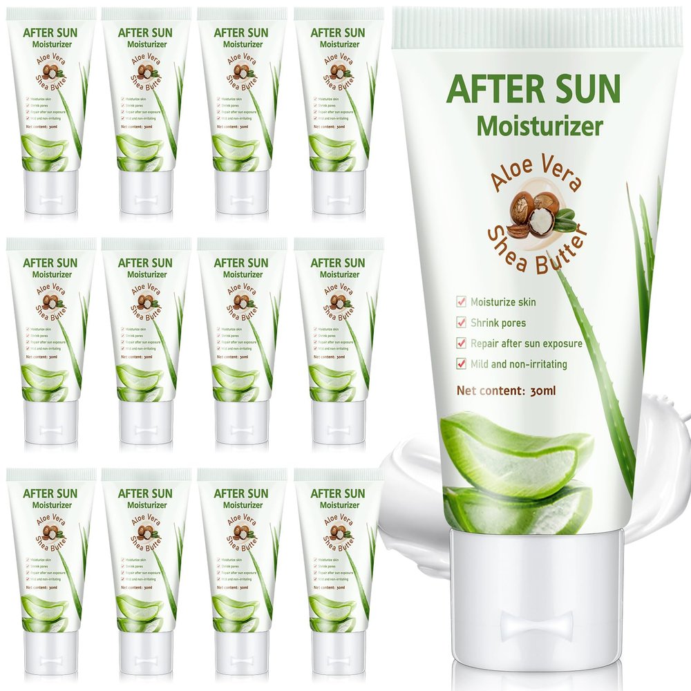 Dansib 12 Pcs After Sun Lotion Mini Aloe Vera Lotion Bulk Travel, 1 oz Travel Size Aloe Vera Skin Moisturizer Organic Mini Sunscreen Bulk Party Favor Moisturizing for Face and Body