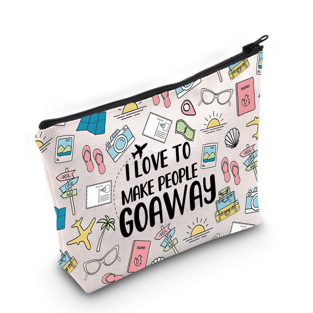 MEIKIUP Travel Agent Gifts Travel Agent Zipper Pouch Travel Makeup Bag Appreciation Gift I Love To Make People Goaway (goaway bag)
