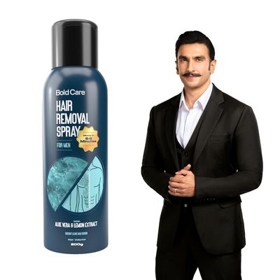 NinthAvenue Basics Bo.ld Care Hair Removal spray cream for men 200 ml - Fast & Painless Body Hair Removal Spray for Smooth Back, Chest, Legs, Arms, underarms with Aloe Vera & Lemon Extract - 1 Pack, Off White