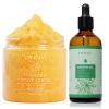Liyalan Turmeric Body Scrub Moisturizing and Exfoliating & LIYALAN Castor Oil Cold Pressed Hair Care Glass Bottle view 1