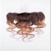 4/30 Ombre 13x4 Lace Frontal Closure Body Wave  Brazilian Virgin Human Hair HD Transparent Lace Frontals Pre-Plucked with Baby Hair Natural Hairline Closure for Black Women T4/30 10 Inch view 2