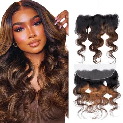 13X4 HD Lace Frontal Body Wave 100% Brazilian Virgin Remy Ear To Ear Transparent Lace Closure Free Part Body wave Frontal Extensions for Women color TF1B/30 16inch