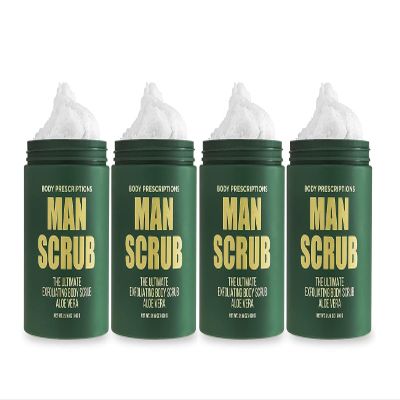 Body Prescriptions Mens Exfoliating Body Scrub  Ultimate Skin Cleansing Wash in Jar with Twist-Top Lid, For All Skin Types, 21 Ounce (Pack of 4), Aloe Vera