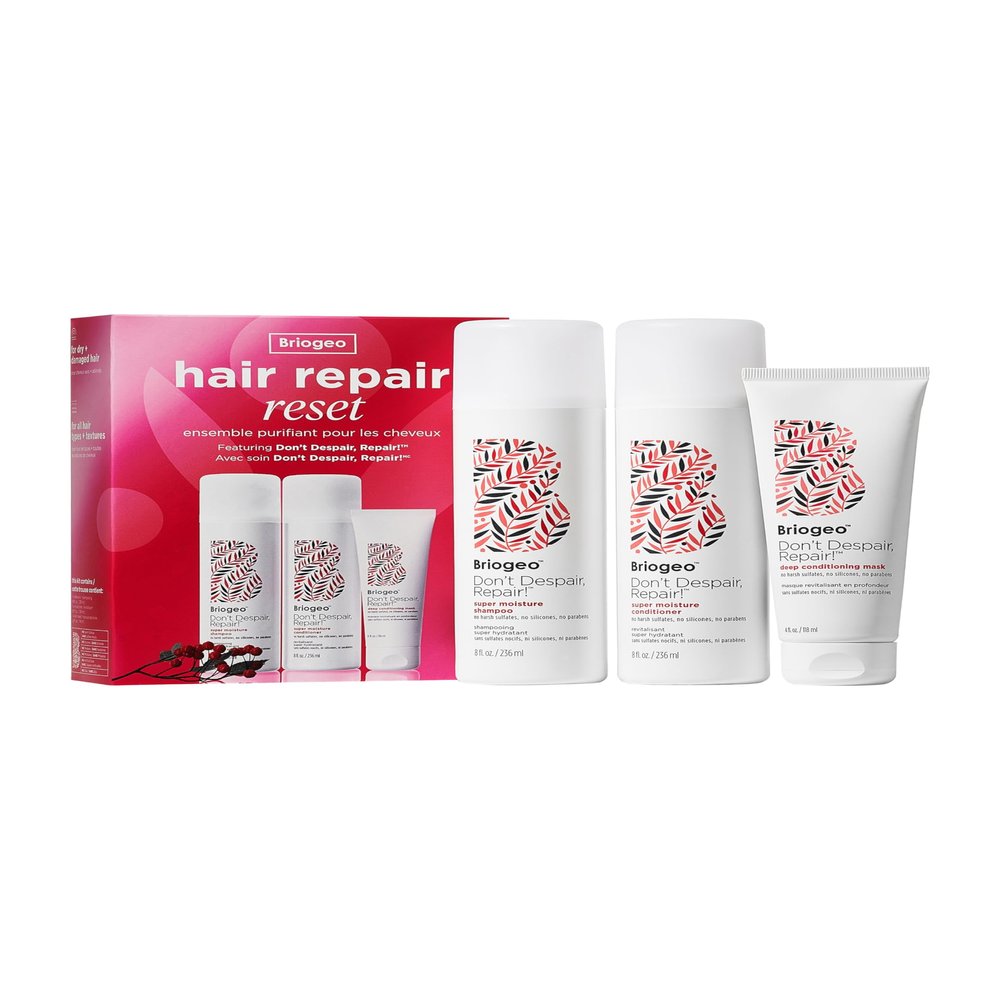 Briogeo Don't Despair, Repair! Hair Repair Reset Minis Kit, Repairs Dry, Damaged or Color Treated Hair, Vegan, Phalate & Paraben-Free, Travel Kit