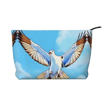 FoRes Seagulls in flight Corduroy Makeup Bag  Cosmetic & Toiletry Organizer  Versatile Purse Zipper Pouch for Makeup Accessories