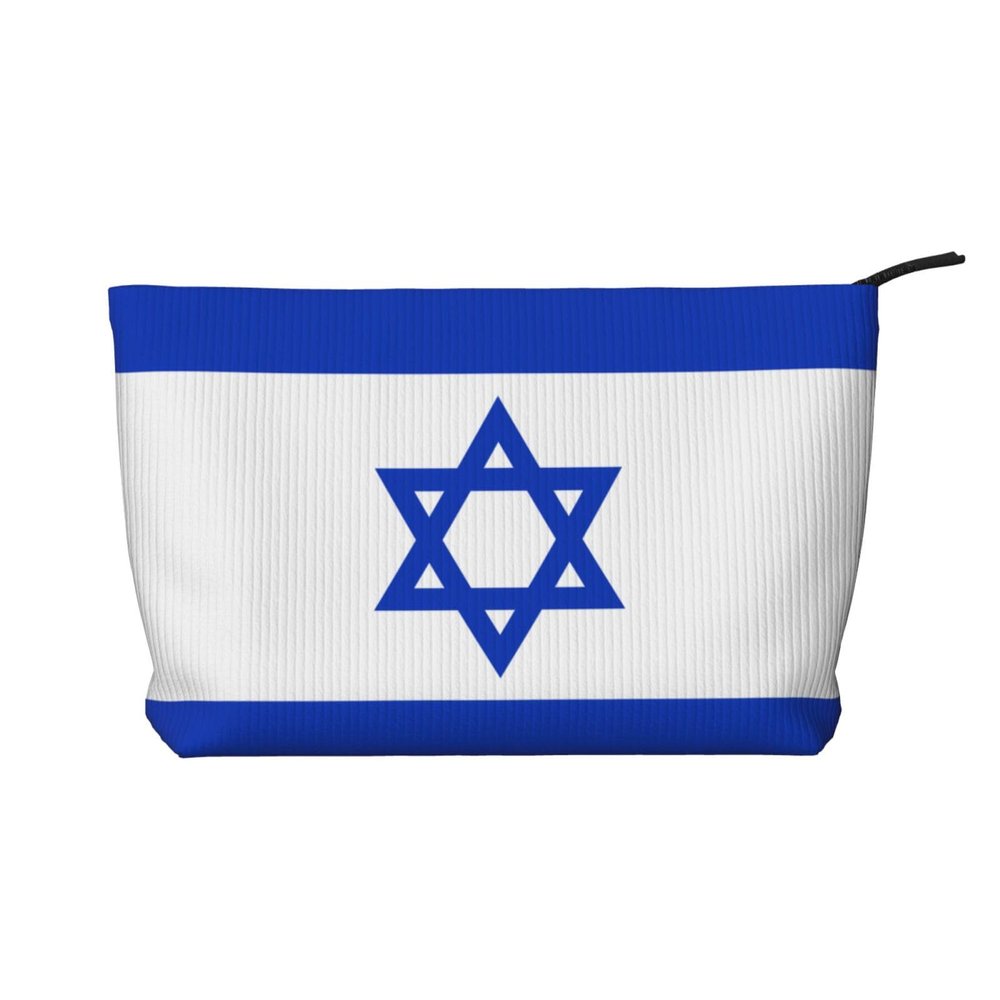 FoRes Israeli flag Corduroy Makeup Bag Cosmetic Accessories & Toiletry Organizer Practical for Short-Distance Travel, Black