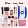 FoRes Israeli flag Corduroy Makeup Bag  Cosmetic Accessories & Toiletry Organizer  Practical for Short-Distance Travel, Black view 3