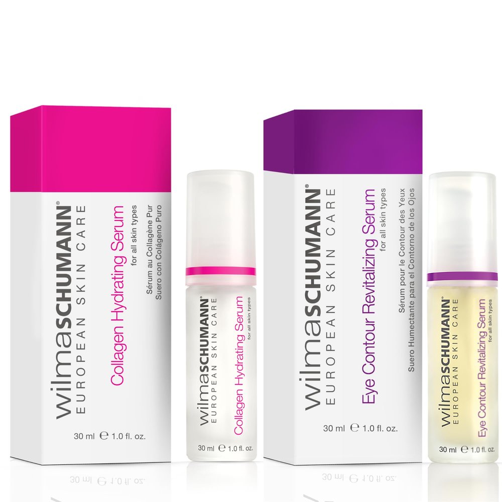 Collagen Moisturizing Serum + Eye Contour Serum Bundle, Reduces Fine Lines and Wrinkles, Set Includes (2) 1OZ/30ML Bottles
