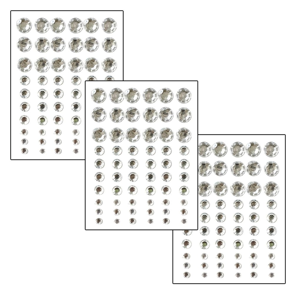 180 Crystal Clear Self Adhesive Face Body Rhinestones Gems Strong Stickers 3 Sizes Stick On Embellishment Jewels Body Face Nails Bling Craft DIY Decorations(4/6/9mm)