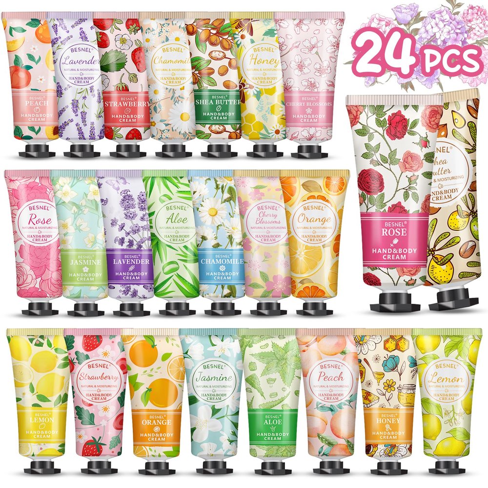 24 Pack Hand Cream Gift Set For Women, Mini Hand Lotion Travel Size in Bulk for Dry Cracked Hands, Graduation Gifts, Teacher Appreciation Gifts, Thanksgiving gift, Bridesmaid Gift,Party Favors