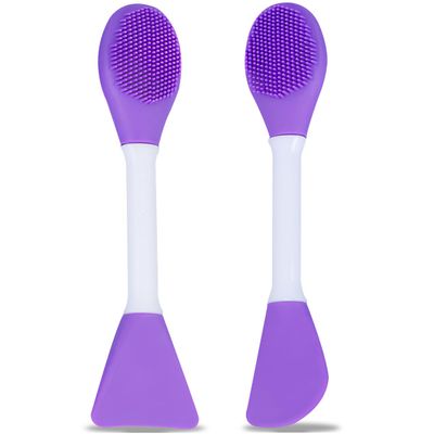 2 Pcs Silicone Facial Cleansing Brush,Face Masks Skincare Brush for Pore Cleansing(Purple)