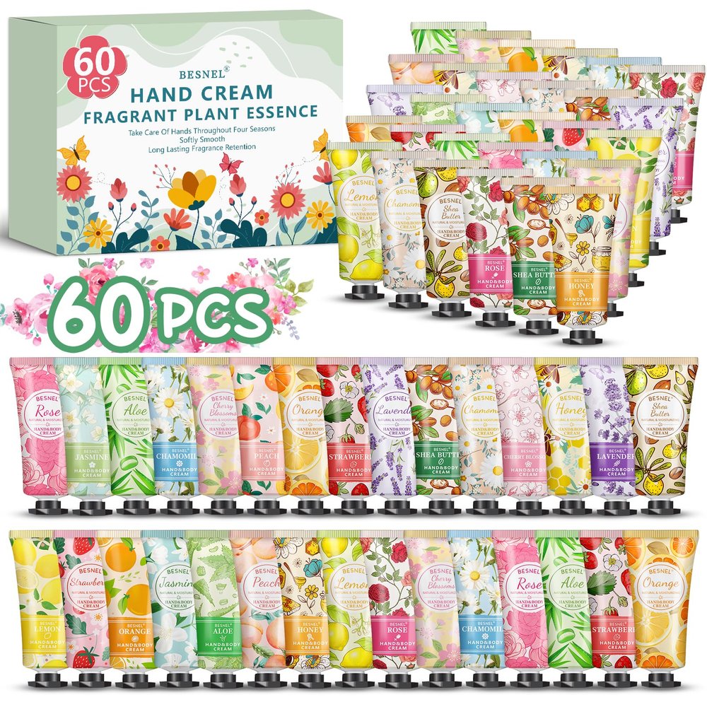 60 Pack Hand Cream Gift Set For Women, Mini Hand Lotion Travel Size in Bulk for Dry Cracked Hands, Graduation Gifts, Teacher Appreciation Gifts, Thanksgiving gift, Bridesmaid Gift,Party Favors
