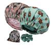 2Pcs Genergy Shower Cap Waterproof, Adjustable Shower Cap for Women Reusable, Luxury Extra Large Shower Caps, Extra Large &Double Layers &Reversible Satin Lined Bonnet(Pink+ Green flower) view 1