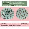 2Pcs Genergy Shower Cap Waterproof, Adjustable Shower Cap for Women Reusable, Luxury Extra Large Shower Caps, Extra Large &Double Layers &Reversible Satin Lined Bonnet(Pink+ Green flower) view 3