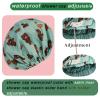 2Pcs Genergy Shower Cap Waterproof, Adjustable Shower Cap for Women Reusable, Luxury Extra Large Shower Caps, Extra Large &Double Layers &Reversible Satin Lined Bonnet(Pink+ Green flower) view 4