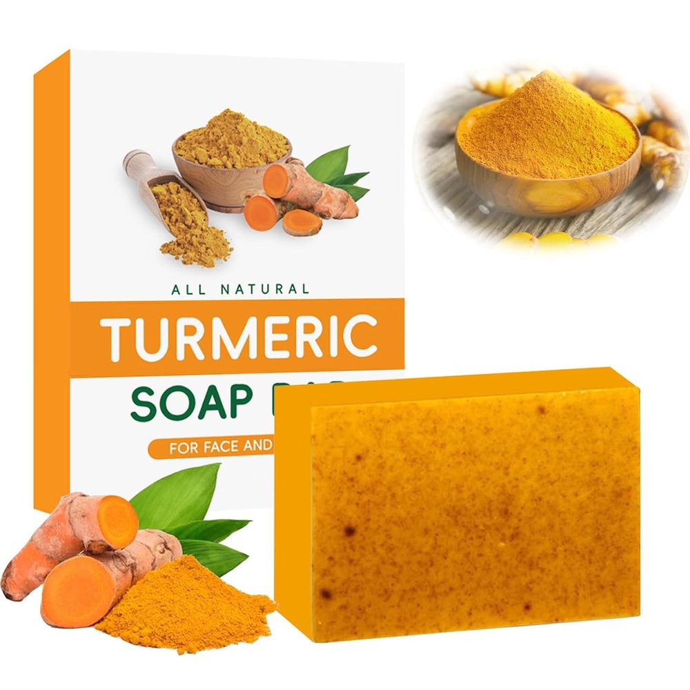 Sheghy Turmeric Soap Bar, Natural Organic Turmeric Face and Body Wash Soap Bar, turmeric Glowing Soap, Gentle Cleanser for Men Women & Teens, Deep Clean, Firm Pores, Even Out Skin Tone (1pc)