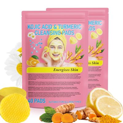 80 PCS Kojic Acid and Turmeric Cleansing Pads,Turmeric Cleansing Pads for Face Remove Excess Keratin,Balance Skin Oil And Water