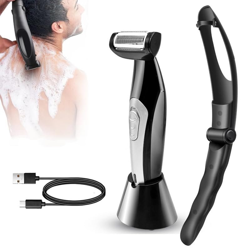 Back Shavers for Men,Non-Slip Back Hair Removal and Body Shaver,Extra-Long Detachable Handle Body Hair Trimmer ith Safety Blade,Wet or Dry Shaving