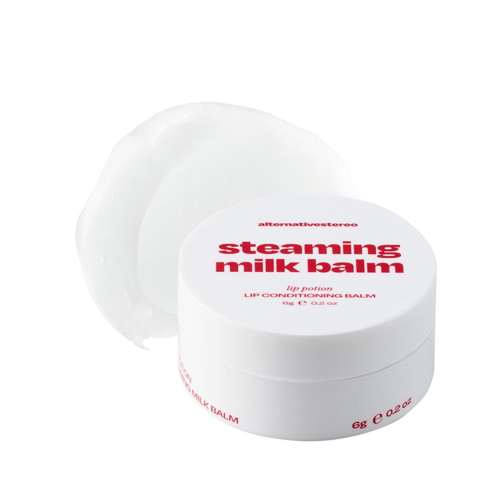 alternativestereo Lip Potion Steaming Milk Balm Korean Lip Butter Balm & Overnight Sleeping Mask for Flaky, Dry Lips Weightless Hydration with Peptides & Collagen 6g