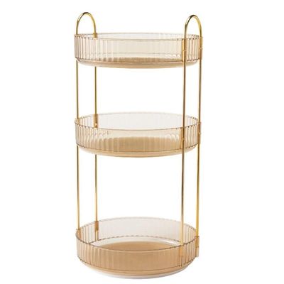 360 degree rotating multi-layer makeup and perfume organizer three layers yellow