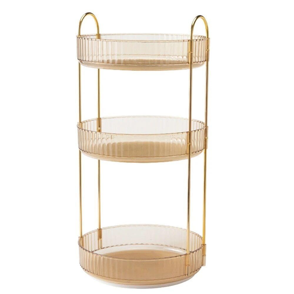 360 degree rotating multi-layer makeup and perfume organizer three layers yellow