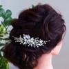Aimimier Bridal Crystal and Pearl Hair Comb Blue Opal Back Comb Bohemian Wedding Headpiece Prom Party Festival Hair Accessories for Women view 1