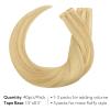 HOTBANANA Tape in Hair Extensions, 12 Inch 40pcs Balayage Light Blonde Highlighted Golden Blonde Human Hair, Straight Tape in Extensions view 2