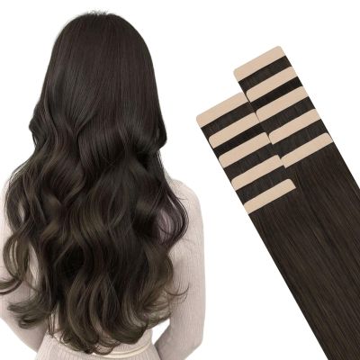 HOTBANANA Tape in Hair Extensions, 14 Inch 10pcs 25g Dark Brown Tape in Hair Extensions Human Hair Tape Hair Extensions Straight Remy Human Hair Tape in Extensions