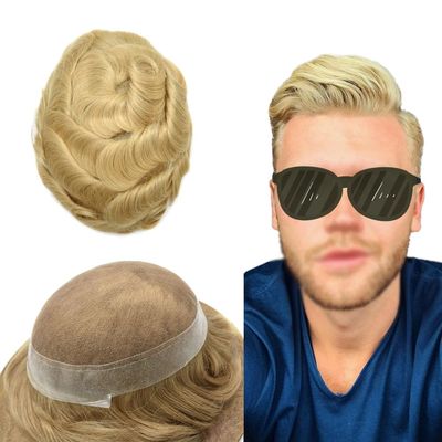 Hair Wonders Swiss Lace Toupee For Men Hair Pieces Real Human Hair Mens Toupee Hair Replacement System For Men Hair System Natural Hairline 7x9 90% light density22R#