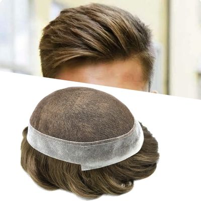 Hair Wonders Swiss Lace Toupee For Men Hair Pieces Real Human Hair Mens Toupee Hair Replacement System For Men Hair System Natural Hairline 8x10-90% light density7ASH#