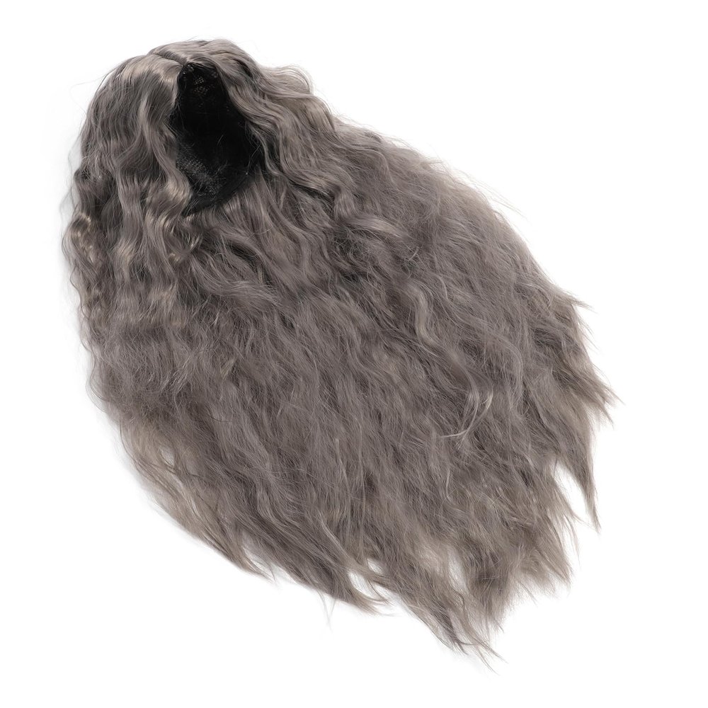 HURRISE Long Curly Wig, Adjustable Silver Gray, Heat Synthetic Hair for Women, for Cosplay, Parties, Christmas