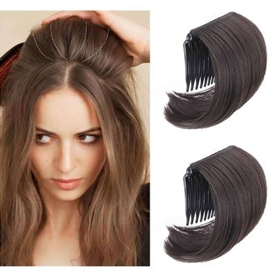 2Pcs Brown Black Hair Comb Bump It Up Volume Hair Base Insert Tool Hair Bun Invisible False Hair Clip Fluffy Styling Increased Hair Pad for Women