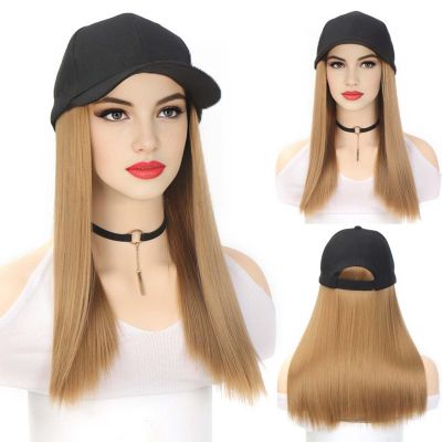 WUODHTW Women's Wig Sun Hat wig Extensions Wig Adjustable Hip Hop Baseball Cap wig Straight Hair african wigs human hair