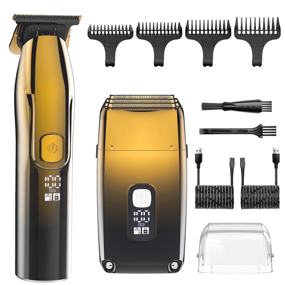 BJFSEAFN Hair Clippers for Men, 2 in 1 Shaver Bald Head Shaver Electric Shaver Razor for Men with Precision Trimmer Barber Shaver Trimmer Triple Blades